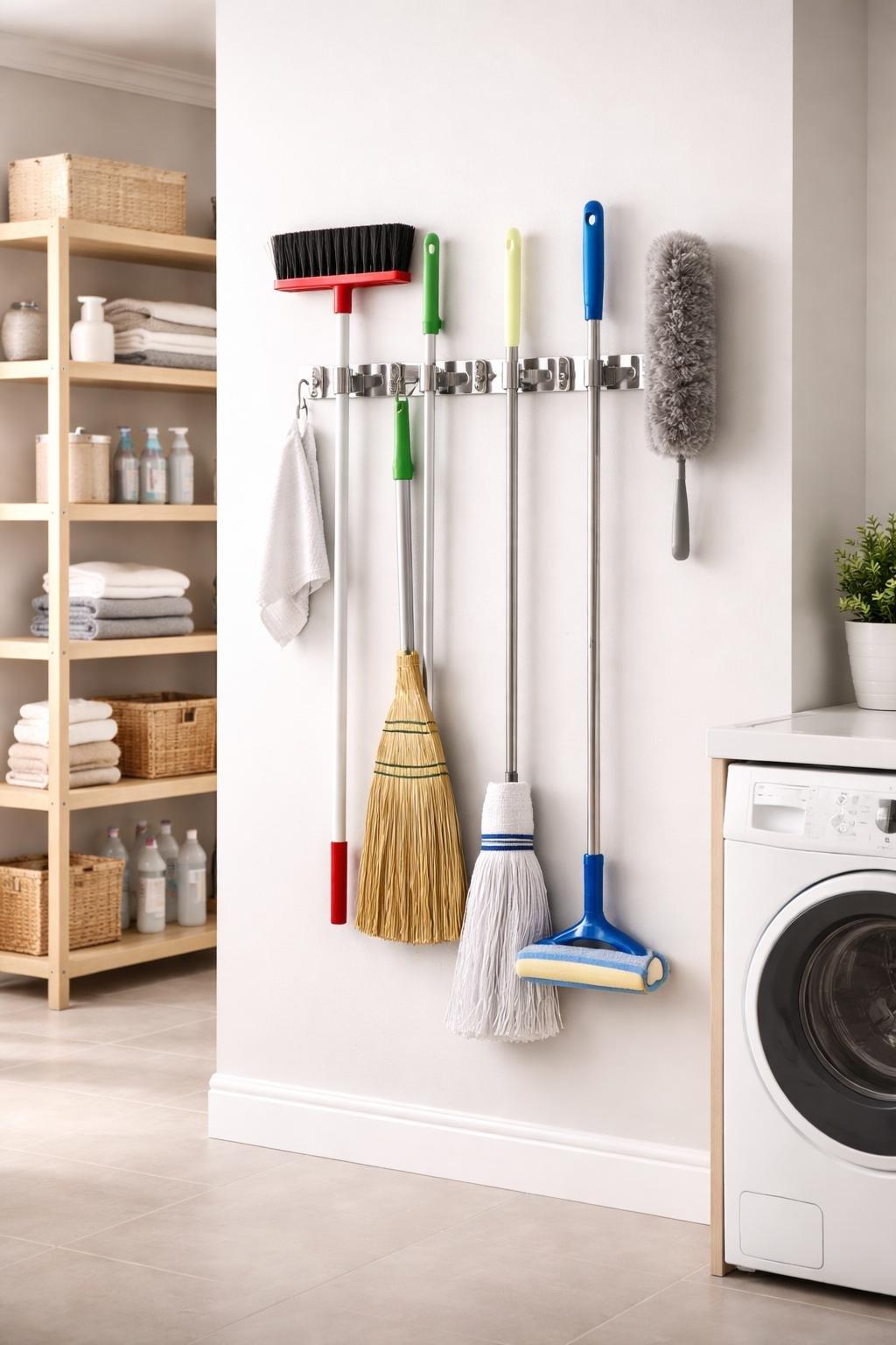 How to Store Mops and Brooms Without Taking Up Floor Space
