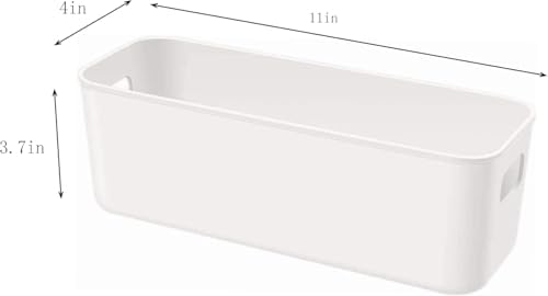 Set Of 4 Plastic Storage Bins,Versatile Kitchen Pantry Organization and Storage,for Plastic Storage Container Under Bed,Under Sink Bathroom Organizer (White, 4 Pack Narrow) - Image 7