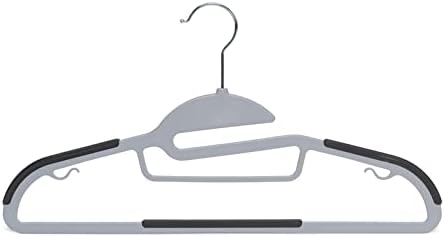 Amazon Basics Space Saving Non-Slip Rubber Coated Plastic Hangers with 360° Swivel Hook, Thin, Gray, Pack of 50 - Image 2