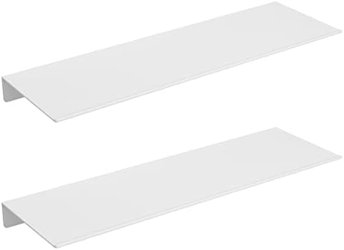 Danpoo 16 inch White Metal Floating Shelves for Wall Organizer & Storage, Display Shelves for Bathroom, Living Room, Kitchen, Bedroom(2-Pack) by Danpoo-ForYourHome