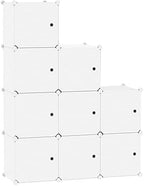 C&AHOME 9-Cube Storage Organizer with Door Cube Shelf Closet Cabinet Milky by CAHOME