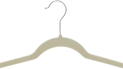 Amazon Basics Slim Velvet Non-Slip Space Saving Suit Clothes Hangers, Closet Organizer, Ivory/Beige, 30-Pack - Image 6