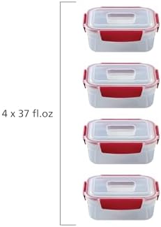 Joseph Joseph Nest Lock 8-piece Plastic BPA Free Food Storage Container Set with Lockable Airtight Leakproof Lids - Red - Image 3