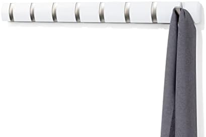 Umbra Flip Coat Rack, Wall Mount 8-Hook, Space Saving, White by Umbra