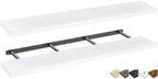 QEEIG Floating Shelves for Wall 55.1" Extra Long - Wall Mounted Shelf Bathroom Kitchen Living Room Bedroom Farmhouse Home Decor Display Bookshelf Large 55.1 x 9.3 inch Set of 2, White (008-140W) by QEEIG
