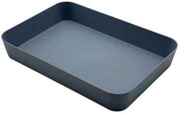 Desktop Storage Organizer Valet Tray - Makeup Organizer for Watch Wallet Phone Keys Perfume, Square Catchall Tray for Kitchen Counter Vanity Bathroom Living Room|Blue by FXLKHERS