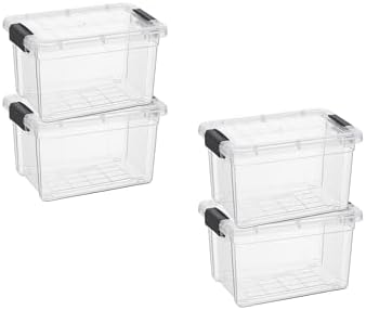 Superio 1.4 Quart Mini Clear Plastic Storage Container with Lid, Stackable Small Organizer Box for Crayons, Art Supplies, Beads, Sewing, Stationery & Food Storage, 4 Pack by Superio