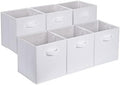 Amazon Basics Collapsible Fabric Storage Cubes Organizer with Handles, Sturdy Storage Bins, White, 10.5-x-10.5-x-11-inch, 6-Pack by AmazonBasics