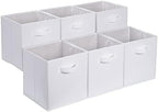 Amazon Basics Collapsible Fabric Storage Cubes Organizer with Handles, Sturdy Storage Bins, White, 10.5-x-10.5-x-11-inch, 6-Pack by AmazonBasics