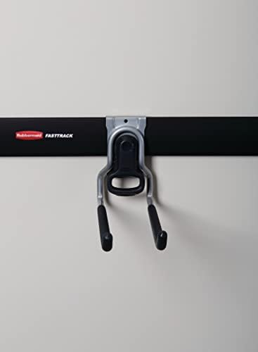 Rubbermaid FastTrack Garage Organization Multi-Purpose Hook, 50 lbs Capacity, Satin Nickel, Wall Mounted Storage System, Direct Mount into Rail for Home Organization - Image 3