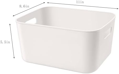 Set Of 2 Plastic Storage Bins,10.5×8×5.5" Versatile Kitchen Pantry Organization and Storage,for Plastic Storage Container Under Bed,Under Sink Bathroom Organizer (2 Pack Medium, White) - Image 7