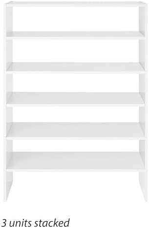 Whitmor Wood Stackable 2-Shelf Shoe Rack, White, 24 inches，2 Pack - Image 7