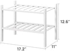 viewcare White Small Shoe Rack for Entryway,2-Tier Bamboo Shoe Organizer for Hallway Closet, Free Standing Shoe Racks for Indoor Outdoor - Image 3