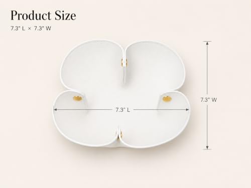 Grained Faux Leather Flower Shaped Valet Tray Large, White - Image 4