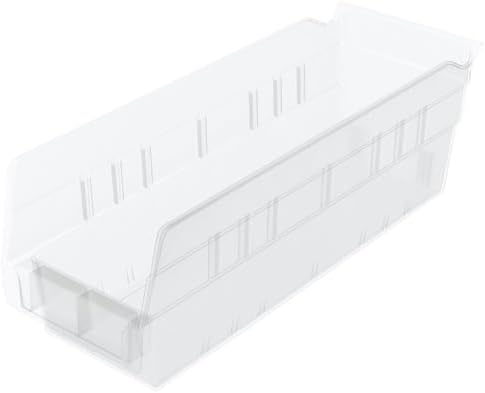 Akro-Mils 30120 Heavy Duty Plastic Shelf Bins, 12"x 4"x 4", Clear, 24-Pack by Akro-Mils