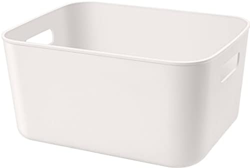 Set Of 2 Plastic Storage Bins,10.5×8×5.5" Versatile Kitchen Pantry Organization and Storage,for Plastic Storage Container Under Bed,Under Sink Bathroom Organizer (2 Pack Medium, White) by Amyup