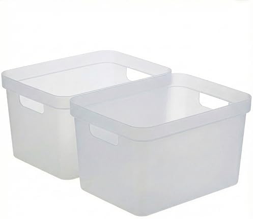 BINO | Plastic Storage Bins, 16 Liter - 2 Pack, Frosted | THE MODERN COLLECTION | Plastic Bins for Organization | Woven Storage Baskets for Organizing | Pantry Shelf Organizer Basket Container Bin - Image 5