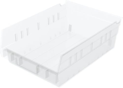 Akro-Mils 30150 Heavy Duty Plastic Shelf Bins, 12"x 8"x 4", Clear, 12-Pack by Akro-Mils