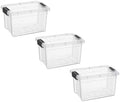Superio 1.4 Quart Mini Clear Plastic Storage Container with Lid, Stackable Small Organizer Box for Crayons, Art Supplies, Beads, Sewing, Stationery & Food Storage, 3 Pack by Superio