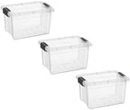 Superio 1.4 Quart Mini Clear Plastic Storage Container with Lid, Stackable Small Organizer Box for Crayons, Art Supplies, Beads, Sewing, Stationery & Food Storage, 3 Pack by Superio