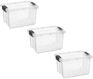 Superio 1.4 Quart Mini Clear Plastic Storage Container with Lid, Stackable Small Organizer Box for Crayons, Art Supplies, Beads, Sewing, Stationery & Food Storage, 3 Pack by Superio