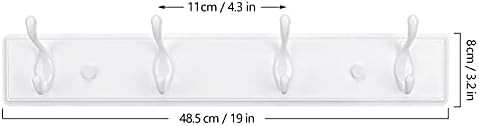 Badiano Heavy Duty Wooden Coat Rack, Wall-Mounted Organizer, 19 Inch, White - Image 6
