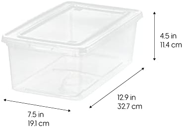 IRIS USA 12-Pack Storage Bins with Lids, 6 Quart - Crystal Clear, Shoe Boxes Stackable Containers Organize Shoes Closet Shelves, Teacher Tools Classroom Organization, Game - BPA-Free Plastic - Image 2