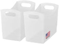 Modern Narrow Organizer Storage Bin, Clear Plastic Household Storage Container for Kitchen Pantry storage, Under Sink Bin, Bathroom/Laundry Room - Made In USA - 2 Pack (Narrow - 13” X 9” X 6”) by Tribello
