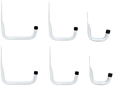 Shepherd Hardware 8096E Heavy Duty Steel Garage Storage Utility Hooks, 3 Sizes, 6 Pack, White by Shepherd