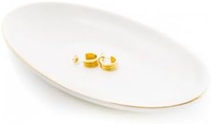 HANKOR Ceramic Key Bowl for Entryway Table, 7 x 4 Key Dish Tray Catch All Bowl, Small Decorative Bowl for Key Jewelry Ring, White by HANKOR