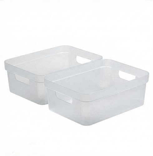 BINO | Plastic Storage Bins, 9 Liter - 2 Pack, Frosted | THE MODERN COLLECTION | Plastic Bins for Organization | Woven Storage Baskets for Organizing | Pantry Shelf Organizer Basket Container Bin - Image 5