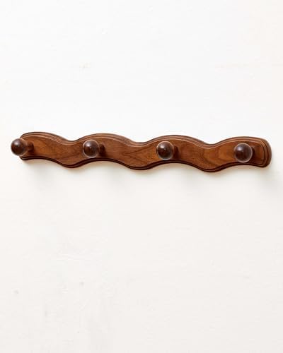 Wood Coat Rack Wall Mount - 4Pack Walnut Coat Hooks for Hanging Clothes,Keys, Robes,Purse,Towels,Bags,Backpack, Modern Decorative Wall hooks Heavy Duty Hanger Organizer for Bathroom,Entryway & Bedroom by Vinoil