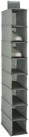 Amazon Basics 8-Tier Hanging Closet Shelf Shoe Organizer, Space Saving Storage, Foldable, 11.5 x 41 x 5.5 in, Dark Grey by AmazonBasics