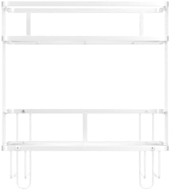 FLOLXNB Over The Toilet Storage Shelf, 2-Tier Bathroom Storage Organizer Upgrade Punch-Free Toliet Storage Shelf, Home Storage Rack with Hooks Shelf,White - Image 5