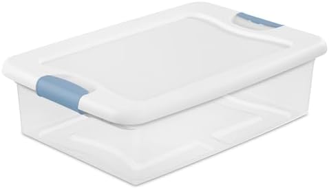 Sterilite Latching Box with Lids for Home and Office, 32 Quart, 24-Pack | Heavy-Duty and Stackable Plastic Containers with Latches for Closet, Cabinet, Bedroom, Bathroom and Dorm Room Organization by Sterilite
