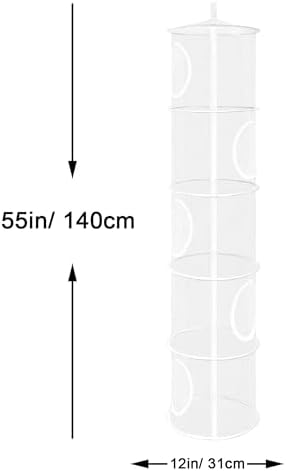 2Pcs Hanging Stuffed Animal Storage Hammock Net 5 Tiers, White - Image 3
