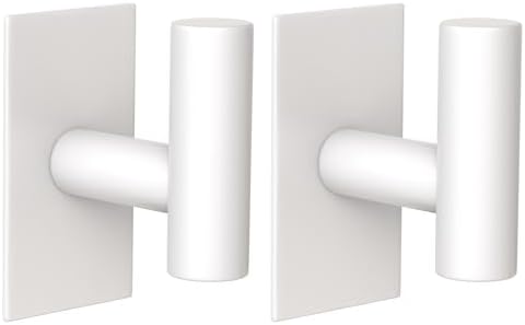VAEHOLD Wall Towel Hooks, Heavy Duty Sticky Holder Waterproof Towel Hooks for Hanging Coat, Clothes, Closet Hook Wall Mount for Kitchen (White, 2 Pack) by VAEHOLD