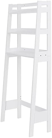 SUPER DEAL 3 Tiers Over The Toilet Bathroom Storage Shelf, Freestanding Wooden Bathroom Organizer Rack with Shelves for Laundry Restroom, White - Image 7