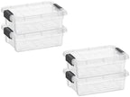 Superio 0.7 Quart Mini Clear Plastic Storage Container with Lid, Stackable Small Organizer Box for Crayons, Art Supplies, Beads, Sewing, Stationery & Food Storage, 4 Pack by Superio
