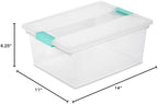 Sterilite Deep Clip Box, Stackable Small Storage Bin with Latching Lid, Plastic Container to Organize Paper, Office, Home, Clear Base and Lid, 1-Pack - Image 2