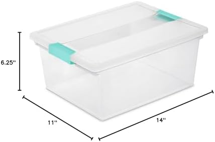 Sterilite Deep Clip Box, Stackable Small Storage Bin with Latching Lid, Plastic Container to Organize Paper, Office, Home, Clear Base and Lid, 1-Pack - Image 2