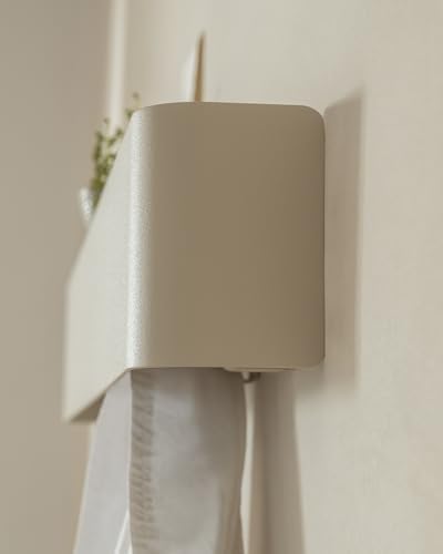 Kazai. Coat Rack Wall Mount with Shelf 'Tone' | Modern Design Coat Hanger with Hidden Hooks and Storage | Hat Rack with Shelf in Metal | Wall-Mounted Purse Organizer | Sand Taupe - Image 6