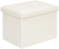B FSOBEIIALEO Folding Storage Ottoman, 16.5" Faux Leather Ottomans, White by BFSOBEIIALEO