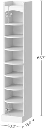 YATINEY 9-Tier Tall Shoe Rack, Wooden Shoe Storage Organizer, Narrow Shoe Cabinet with Removable Shelves for Small Spaces, Holds 9 Pairs of Shoes, for Entrance, Hallway, White SS02WT - Image 3