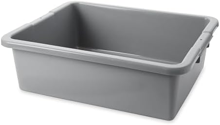 Rubbermaid Commercial Products Standard Bus/Utility Box, 7-Gallon, Gray, Heavy Duty Plastic Restaurant Wash Basin/Dish Washing Tub for Kitchen Organization/Storage by RubbermaidCommercialProducts