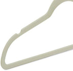 Amazon Basics Slim Velvet Non-Slip Space Saving Suit Clothes Hangers with Shoulder Notches for Closet Organization, Ivory/Silver, 50-Pack - Image 4