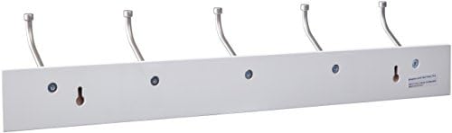 Amazon Basics Rectangular Farmhouse Wall-Mounted Coat Rack for Entryway and Bedroom, Storage Organizer, 5 Hooks, White - Image 3
