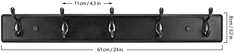 Badiano Heavy Duty Wooden Coat Rack, Wall-Mounted Organizer, 24 Inch, Black - Image 6
