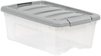 Amazon Basics Plastic Storage Containers with Secure Latching Lids, Stackable Organization Bins, Clear/Grey, 12 Quart, Set of 6 - Image 3