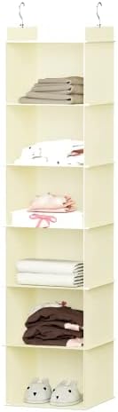 YOUDENOVA Hanging Closet Organizer, Closet Organizers and Storage, Beige | 6-Shelf Hanging Clothes Organizer with Waterproof Oxford Fabric, Ideal for Dorm Room Essentials, Clothes & Shoes by YOUDENOVA